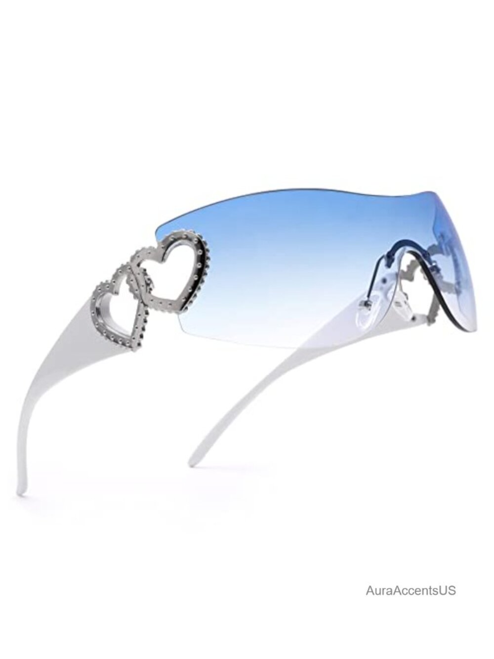 Rimless Wrap Around Y2K Sunglasses Tinted Lens Oversized Retro UV